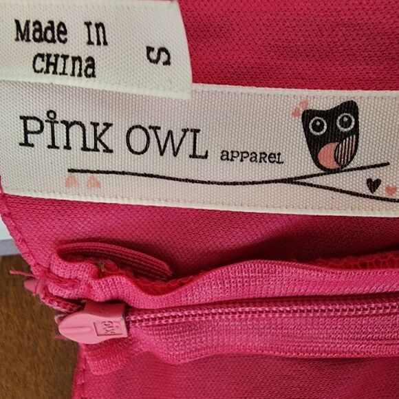 Pink Owl Sleeveless Shift Halter Back  Color Block Dress Size Small - Picture 5 of 8